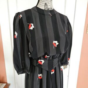 Vintage 80's Samuel Blue Abstract Floral  S-6